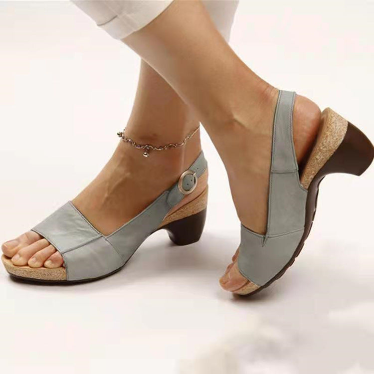 Sandales à Talon Épais Peep Toe
