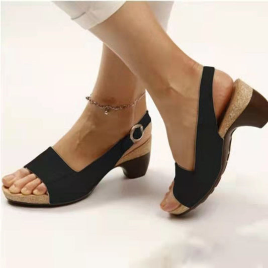 Sandales à Talon Épais Peep Toe